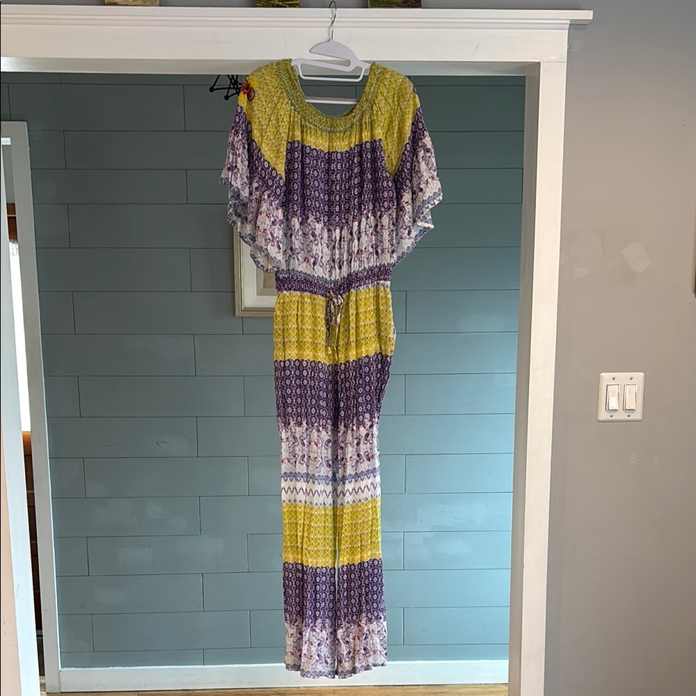 NWT Anthropologie Raga‎ Tropical Off The Shoulder Jumpsuit